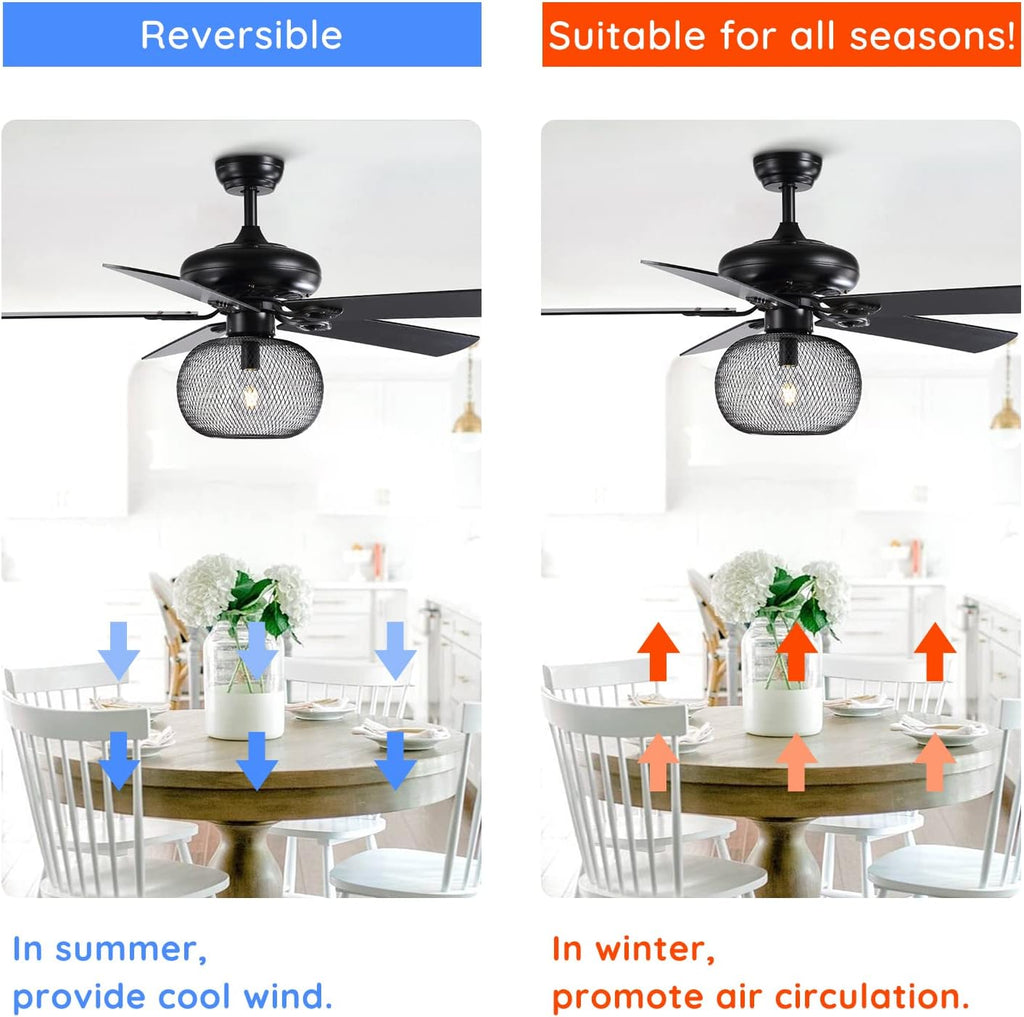 50 Inch Black Industrial Ceiling Fan with Remote Z2466