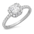 14k White Gold Princess Cut White Sapphire Halo Ring R7445
