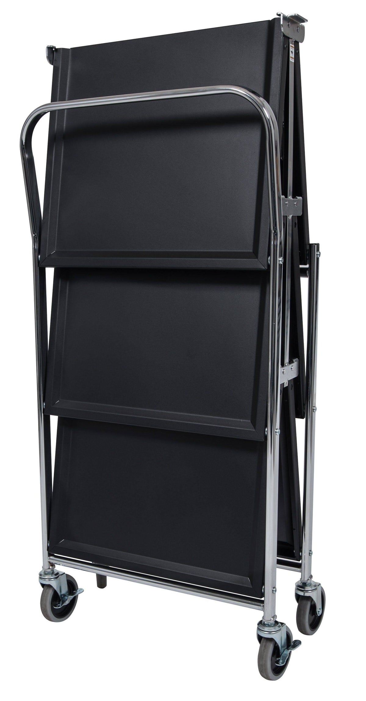 Black 3 Shelf Collapsible Metal Utility Cart Q955