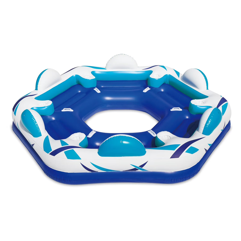 Inflatable 6 Person Party Pad Pool Float with Cupholders M870896