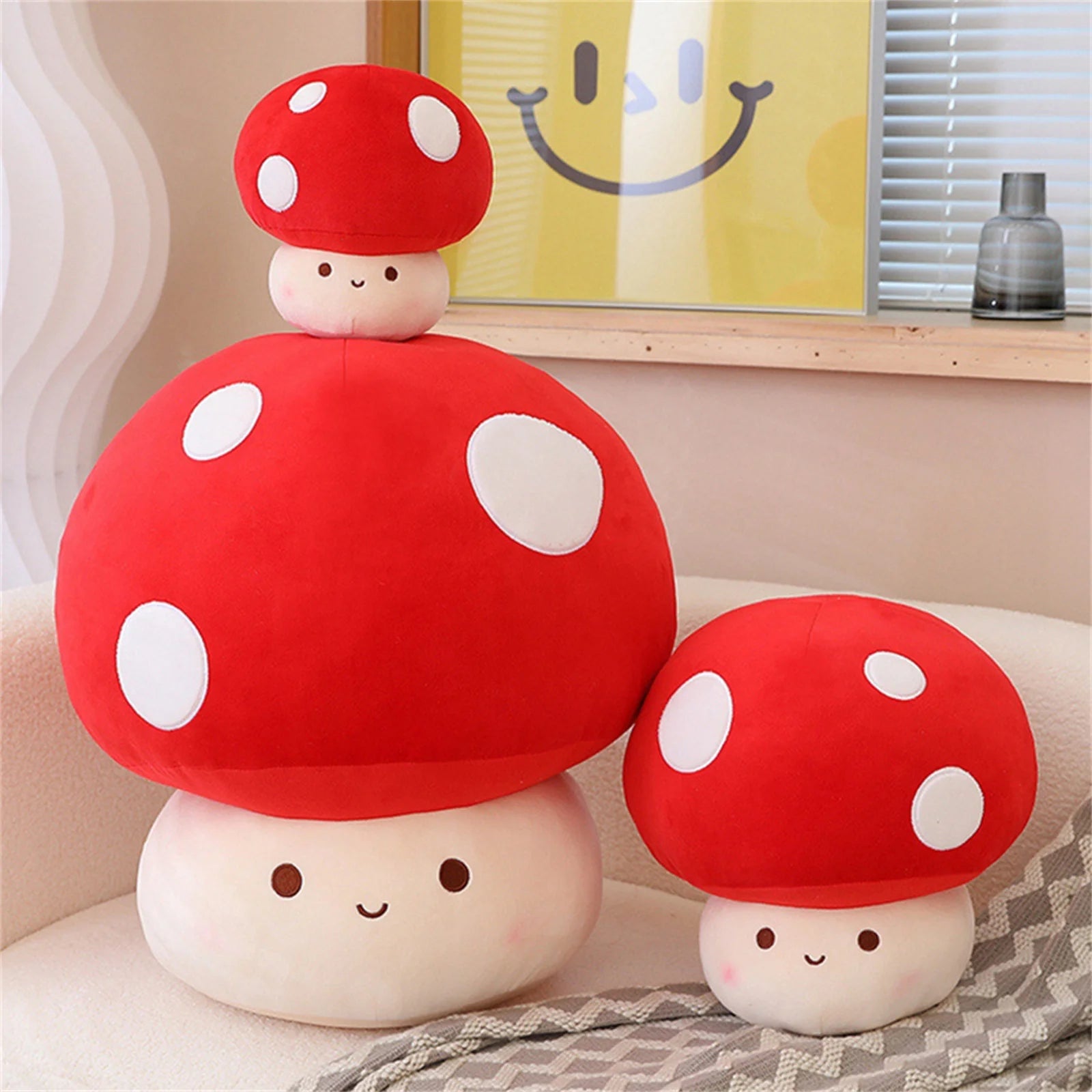 Mushroom Shaped Plush Toy Reversible Stuffed Doll O46739
