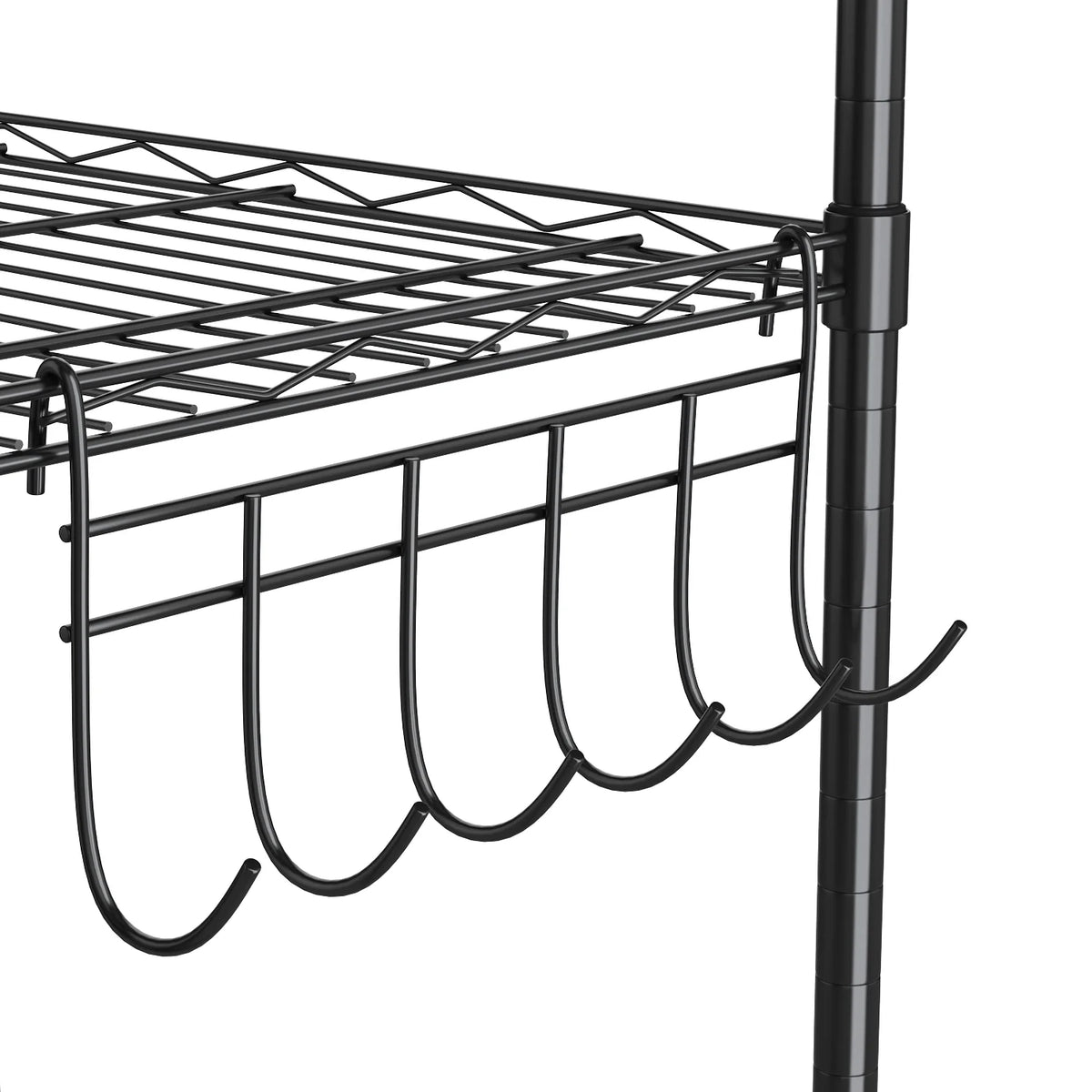 6 Shelves Wire Metal Heavy Duty Shelving Rack with Wheel, Silver F10552