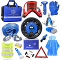 Car Emergency Kit with Air Compressor, Jumper Cable, Tow Strap, Safety Hammer, First Aid Kit O5239