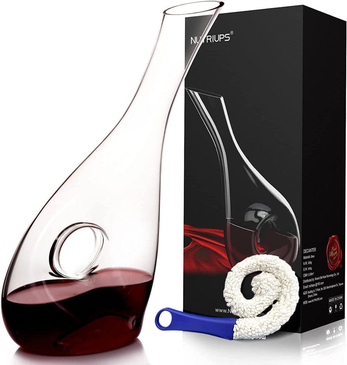 Wine Decanter with Stopper, Hand Blown, Pack of 2 S14391