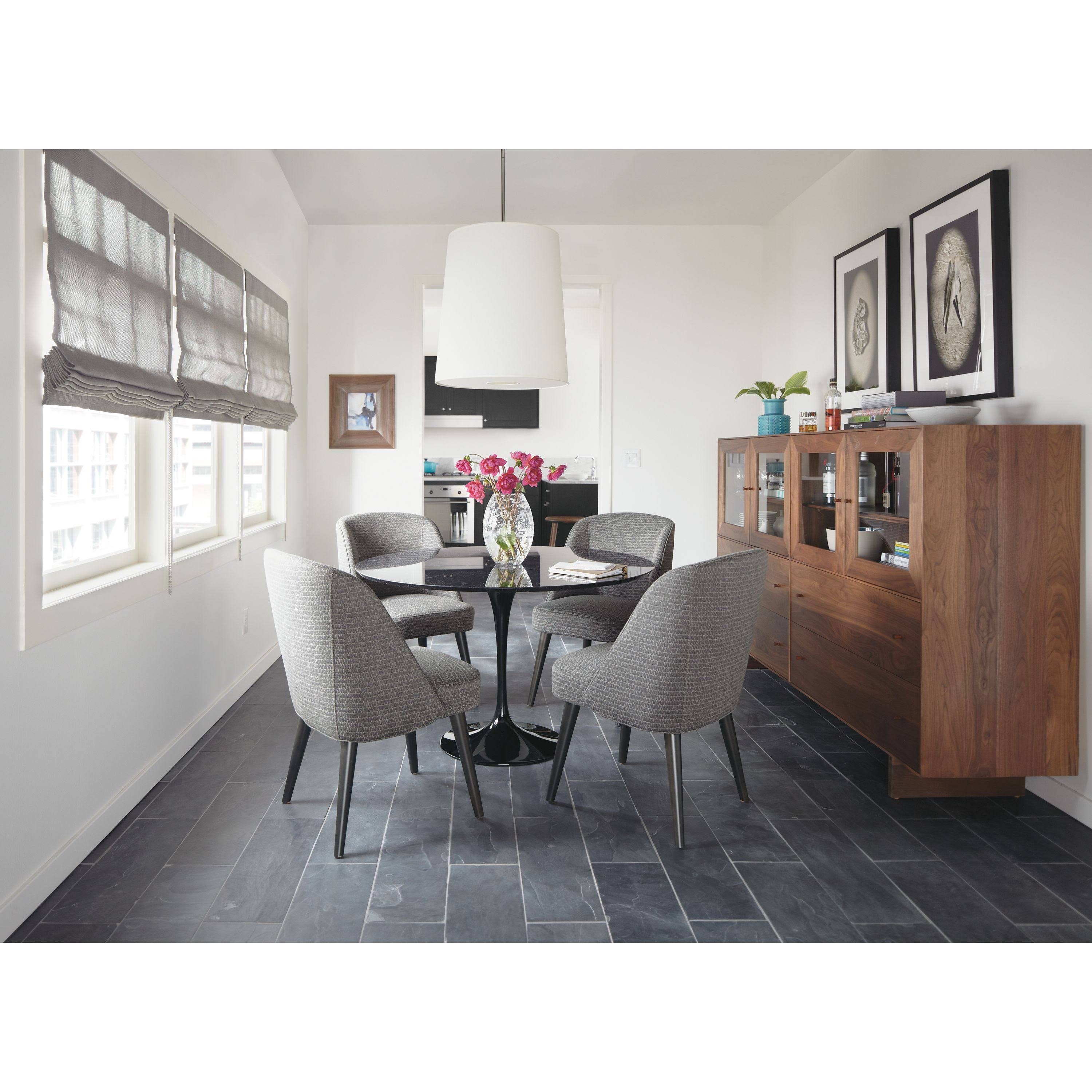 Modern Cora Side Chair in Sumner Linen with Charcoal Legs White Brown Performance Fabric X419103